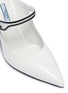 Detail View - Click To Enlarge - PRADA - Logo patch sculptural wedge leather mules