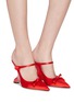 Figure View - Click To Enlarge - PRADA - Sculptural wedge bow satin mules