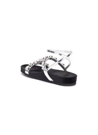 - MIU MIU - Glass crystal strappy metallic leather sandals