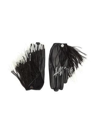 Main View - Click To Enlarge - THOMASINE GLOVES - 'Nairobi' ostrich feather leather gloves