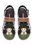 Detail View - Click To Enlarge - GUCCI - Logo patch leather trim mesh sneaker sandals