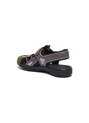  - GUCCI - Logo patch leather trim mesh sneaker sandals