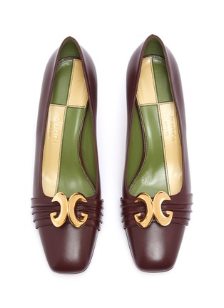 Detail View - Click To Enlarge - GUCCI - GG half moon logo leather pumps