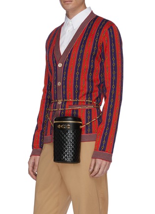 Figure View - Click To Enlarge - GUCCI - GG horsebit quilted leather chain belt bag