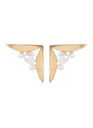 Main View - Click To Enlarge - TASAKI - 'Flapped' freshwater pearl 18k yellow gold earrings