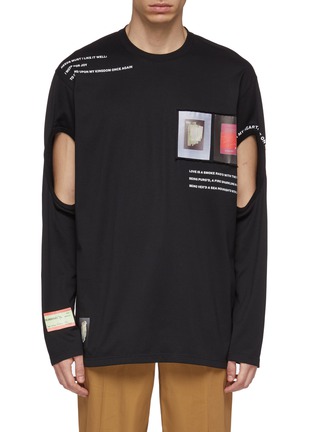 Main View - Click To Enlarge - BURBERRY - Slogan photographic print cutout oversized long sleeve T-shirt