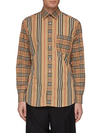 Main View - Click To Enlarge - BURBERRY - Icon stripe check patchwork shirt