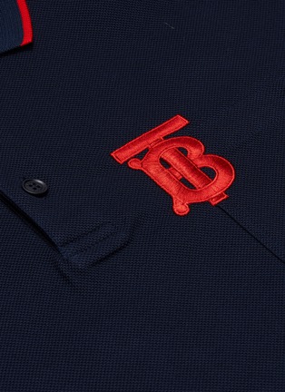  - BURBERRY - Contrast trim monogram embroidered polo shirt