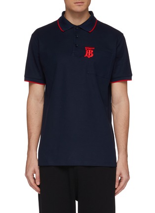 Main View - Click To Enlarge - BURBERRY - Contrast trim monogram embroidered polo shirt