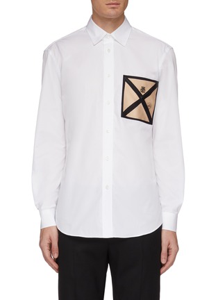Main View - Click To Enlarge - BURBERRY - Envelope print silk twill pocket shirt