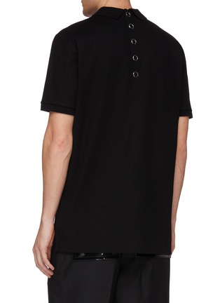 Back View - Click To Enlarge - BURBERRY - Button back monogram embroidered polo shirt