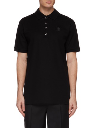 Main View - Click To Enlarge - BURBERRY - Button back monogram embroidered polo shirt