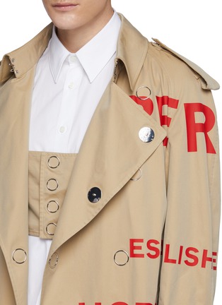 Detail View - Click To Enlarge - BURBERRY - Chest panel belted horseferry print trench coat