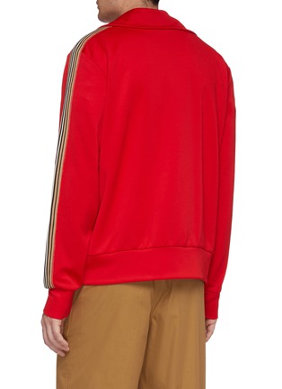 Back View - Click To Enlarge - BURBERRY - Logo embroidered stripe sleeve track jacket