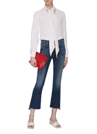 Figure View - Click To Enlarge - MOTHER - 'The Insider Crop Step Fray' heart print jeans