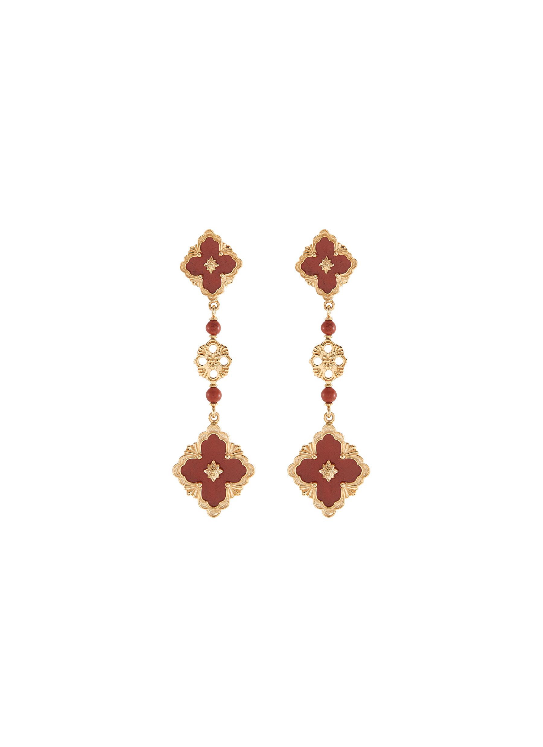 ’Opera Color’ jasper 18k yellow gold link drop earrings