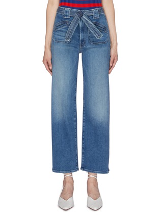 Main View - Click To Enlarge - MOTHER - 'The Tie Patch Rambler' belted wide leg jeans