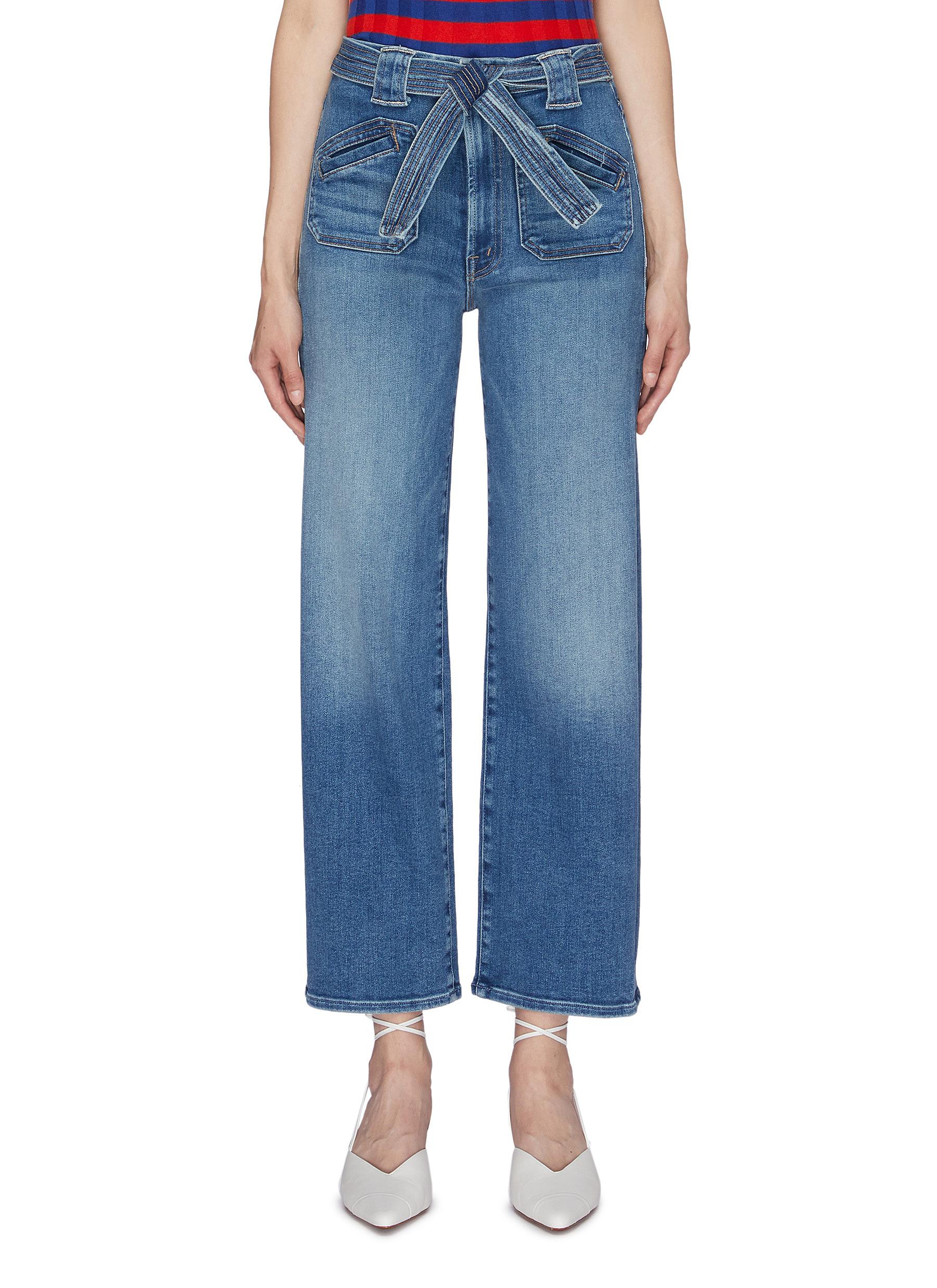 The Tie Patch Rambler belted wide leg jeans by Mother