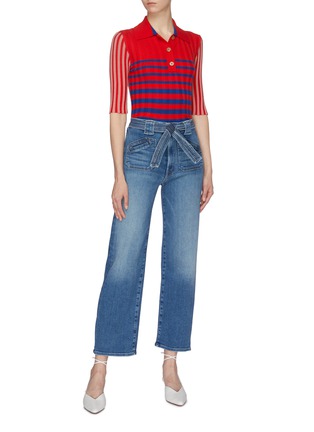 Figure View - Click To Enlarge - MOTHER - 'The Tie Patch Rambler' belted wide leg jeans