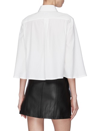 Back View - Click To Enlarge - BURBERRY - Silk-cotton high-low capelet shirt