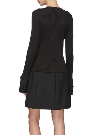 Back View - Click To Enlarge - BURBERRY - Blazer skirt wool-mohair rib knit dress