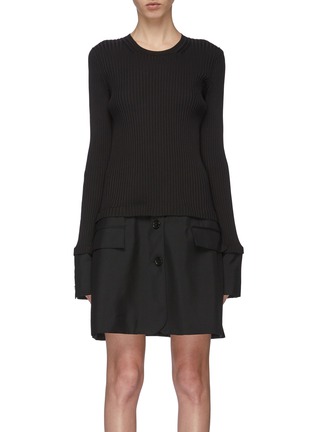Main View - Click To Enlarge - BURBERRY - Blazer skirt wool-mohair rib knit dress