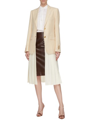 Figure View - Click To Enlarge - BURBERRY - Pleated skirt hem wool blend blazer coat