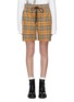 Main View - Click To Enlarge - BURBERRY - Stripe outseam drawstring check plaid shorts