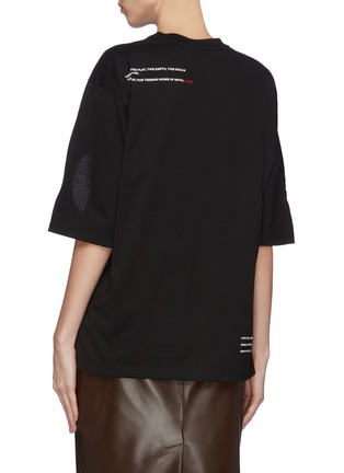 Back View - Click To Enlarge - BURBERRY - 'Cow' cutout sleeve slogan photographic print T-shirt