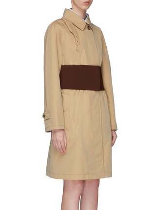 Detail View - Click To Enlarge - BURBERRY - Contrast corset belted gabardine car coat