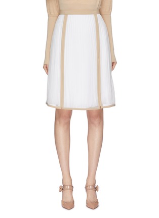Main View - Click To Enlarge - BURBERRY - Panelled overlay pleated silk chiffon skirt