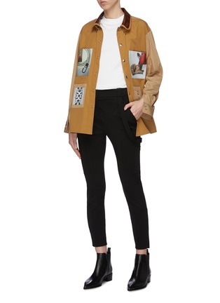 Figure View - Click To Enlarge - BURBERRY - Layered PVC collar photographic print pocket gabardine jacket