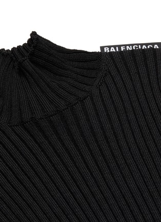 Detail View - Click To Enlarge - BALENCIAGA - Logo tag split side high neck rib knit dress