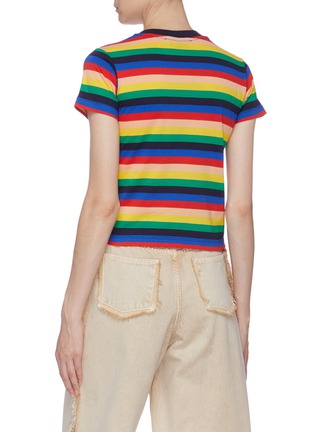 Back View - Click To Enlarge - ÊTRE CÉCILE - 'Ec Rainbow Ines' stripe cropped T-shirt
