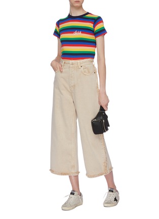 Figure View - Click To Enlarge - ÊTRE CÉCILE - 'Ec Rainbow Ines' stripe cropped T-shirt