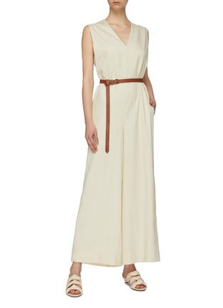 Figure View - Click To Enlarge - THEORY - Sleeveless oversized V-neck jumpsuit
