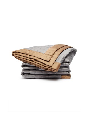Main View - Click To Enlarge - FRETTE - Quilted rectangular bedcover – Camel/Slate Grey
