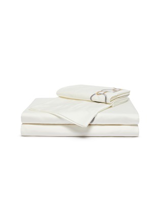 Main View - Click To Enlarge - FRETTE - Link embroidery queen size duvet set – Camel/Slate Grey