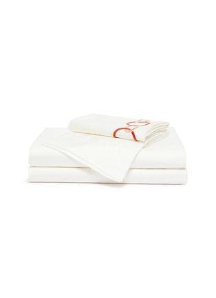 Frette Link Embroidery Queen Size Duvet Set Camel Lacquer Red