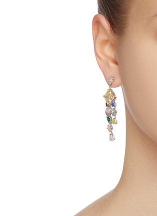 Figure View - Click To Enlarge - ANABELA CHAN - 'Ascher' diamond gemstone drop earrings