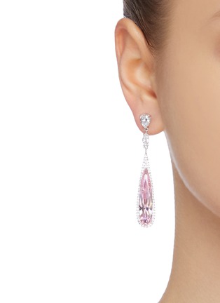 Figure View - Click To Enlarge - ANABELA CHAN - 'Shard' diamond pavé sapphire drop earrings