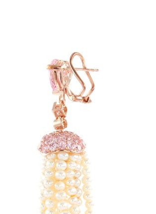 Detail View - Click To Enlarge - ANABELA CHAN - Diamond gemstone freshwater pearl tassel earrings