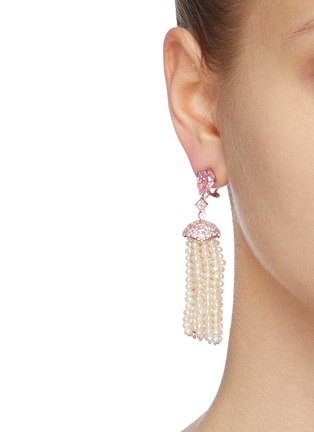 Figure View - Click To Enlarge - ANABELA CHAN - Diamond gemstone freshwater pearl tassel earrings
