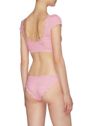 Back View - Click To Enlarge - MARYSIA - 'Scalloped Mexico' cap sleeve gingham check bikini top
