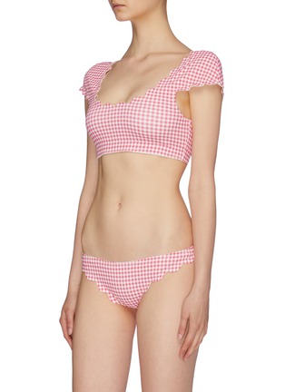 Figure View - Click To Enlarge - MARYSIA - 'Scalloped Mexico' cap sleeve gingham check bikini top
