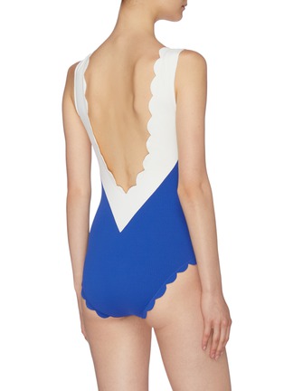 Back View - Click To Enlarge - MARYSIA - 'Kamas' colourblock scalloped one-piece swimsuit