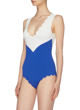 Figure View - Click To Enlarge - MARYSIA - 'Kamas' colourblock scalloped one-piece swimsuit