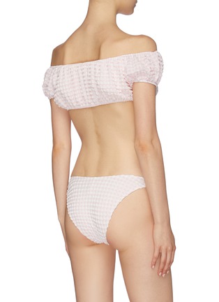 Back View - Click To Enlarge - SOLID & STRIPED - 'The Eloise' gingham check seersucker off-shoulder bikini top