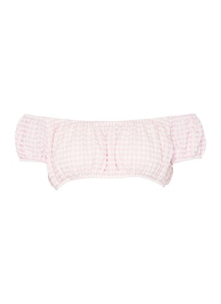 Main View - Click To Enlarge - SOLID & STRIPED - 'The Eloise' gingham check seersucker off-shoulder bikini top