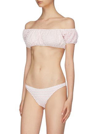 Figure View - Click To Enlarge - SOLID & STRIPED - 'The Eloise' gingham check seersucker off-shoulder bikini top